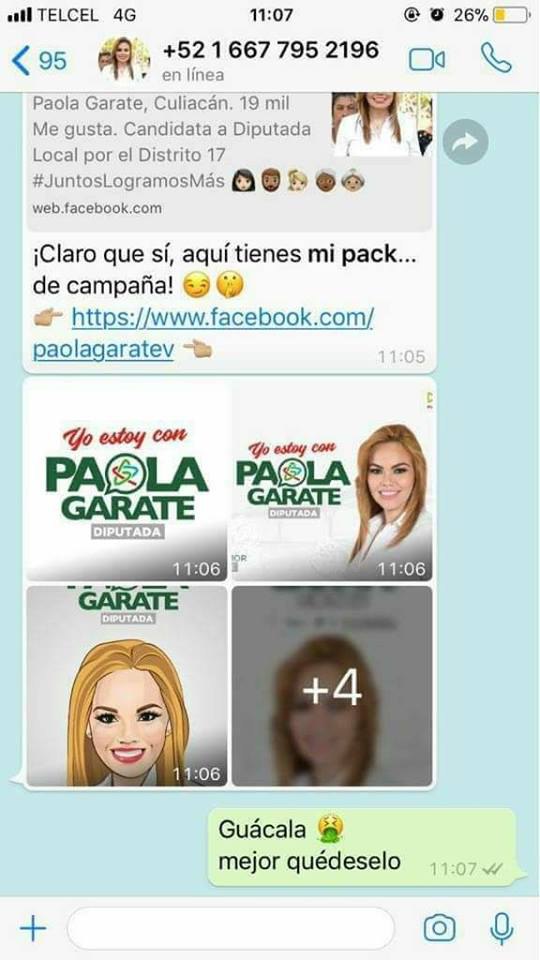 Paola Garate Candidata Sinaloa Pack WhatsApp