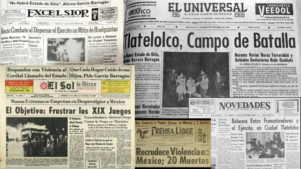 Qué titulares tuvieron los periódicos el 3 de octubre de 68