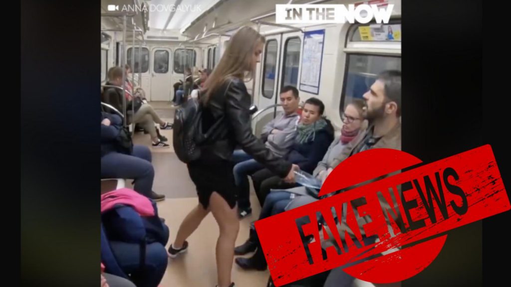 Falso video de mujer atacando hombres en metro ruso