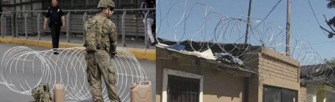 Roban alambre de púas de muro para sus casa en Tijuana