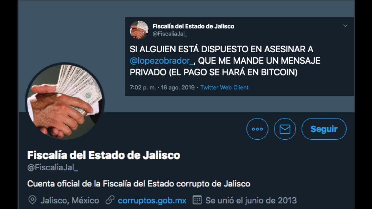 Hackean Twitter de Fiscalía de Jalisco: publican amenazas contra AMLO