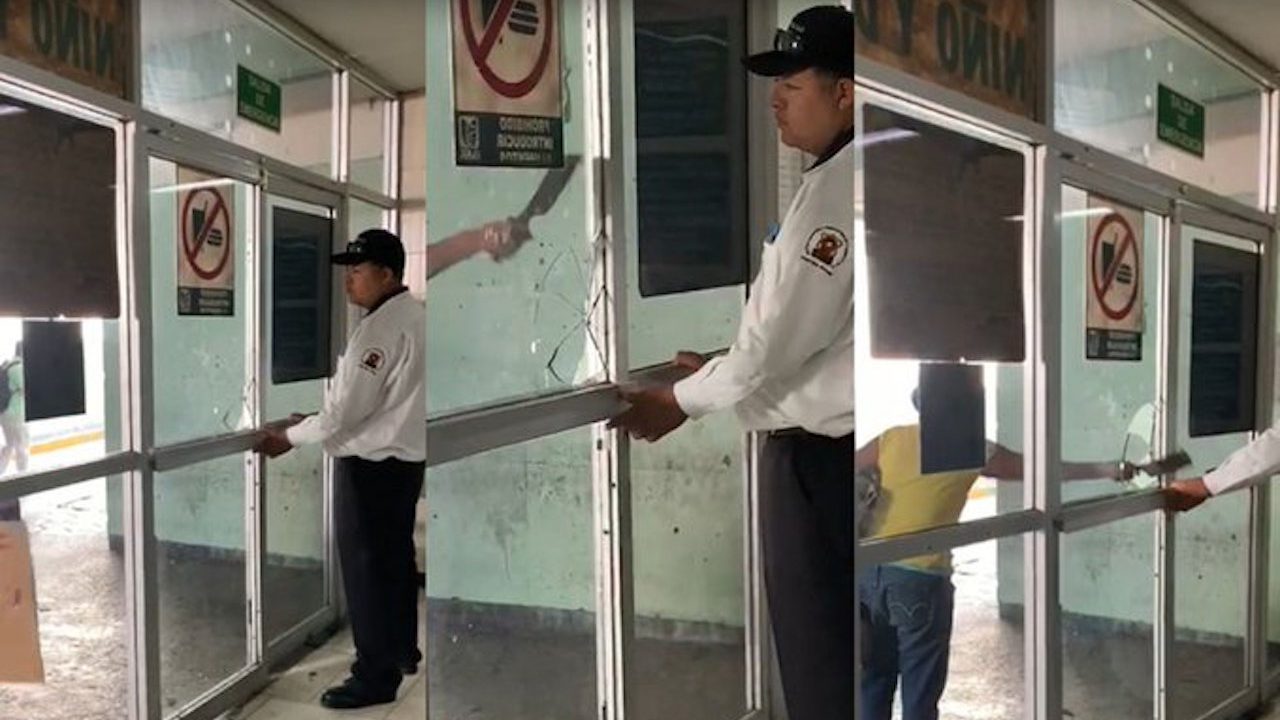 Mujer agredió con un cuchillo de taquero a un guardia del IMSS