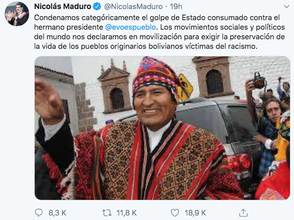 10/11/19 renuncia-Evo-Morales-reacción/ Maduro