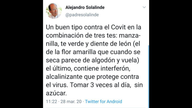 Padre Solalinde, Té, Receta, Coronavirus