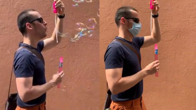 Carlos Gershenson, investigador de la UNAM, realizó un experimento con burbujas para probar la efectividad del cubrebocas, Captura de Pantalla