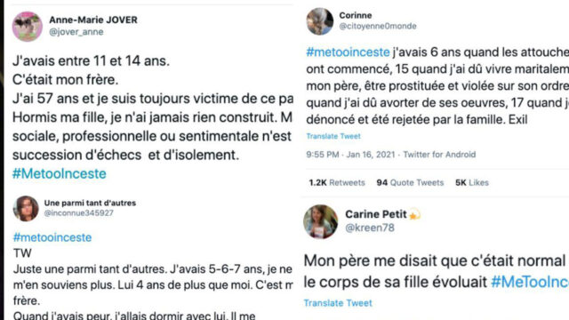El hashtag de Twitter #MeTooInceste estalló en Francia como espacio de denuncia del incesto y la pederastia