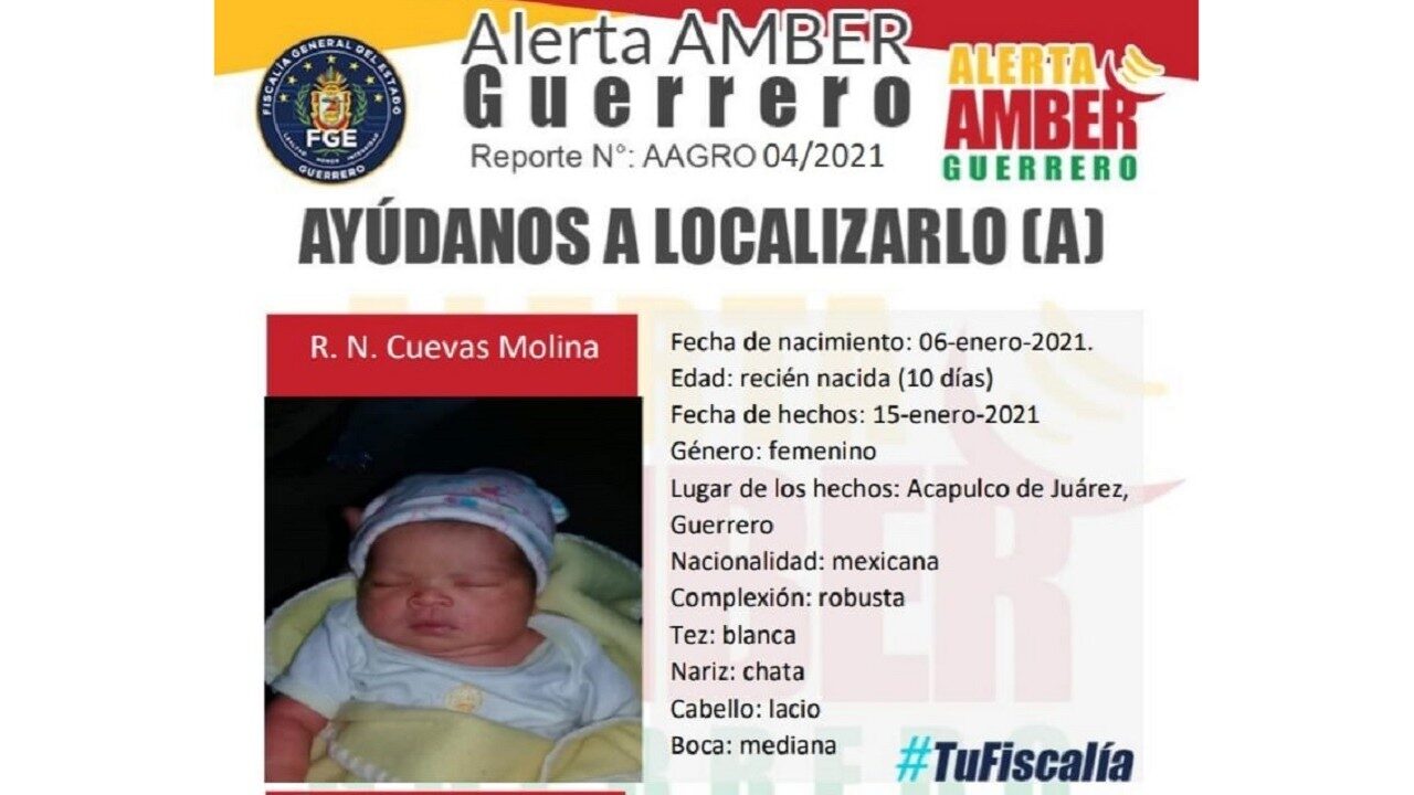 Reportan desaparecida bebé diez días de nacida Acapulco