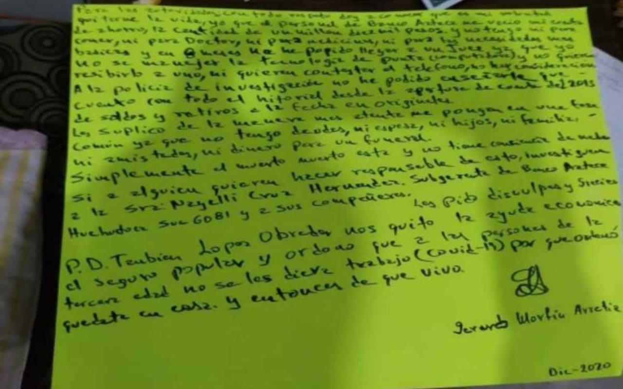 Carta póstuma abuelito suicidio