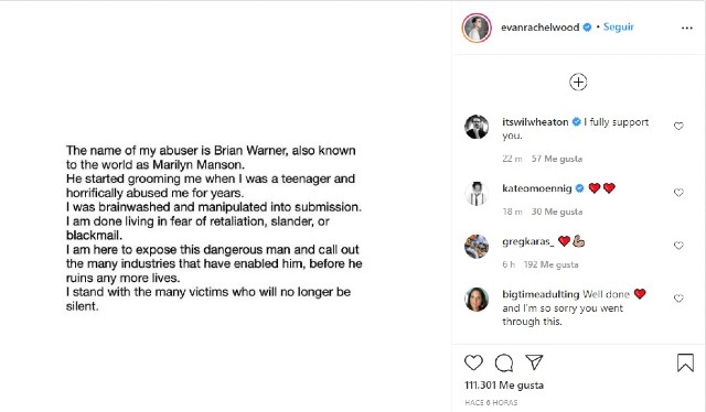 Evan Rachel Wood denuncia Instagram