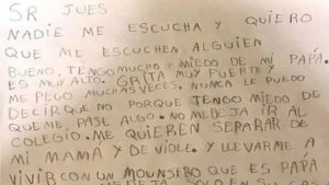 Carta niño Argentina contra papá abusador
