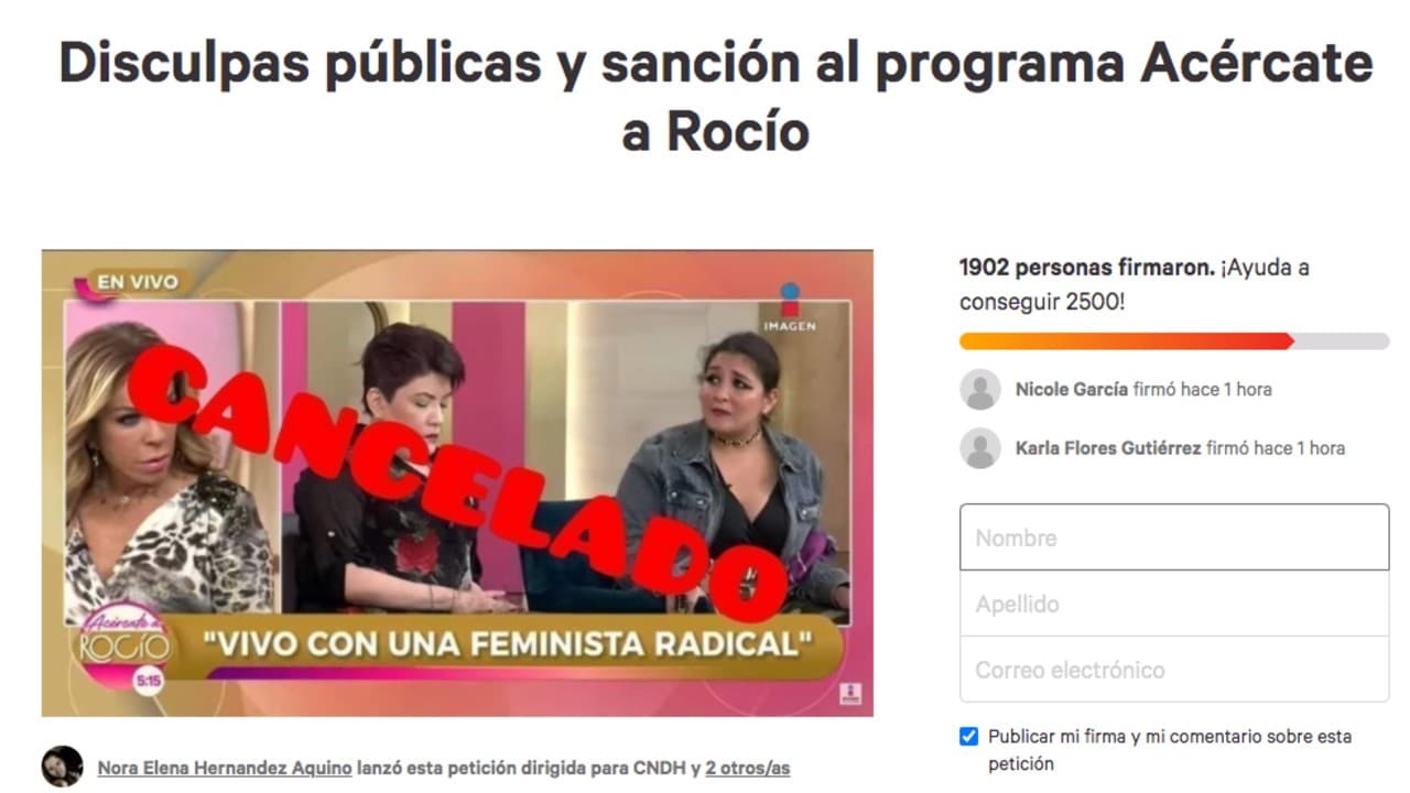 Exigen Disculpas Rocío Sánchez Azuara Programa Vivo con una feminista radical