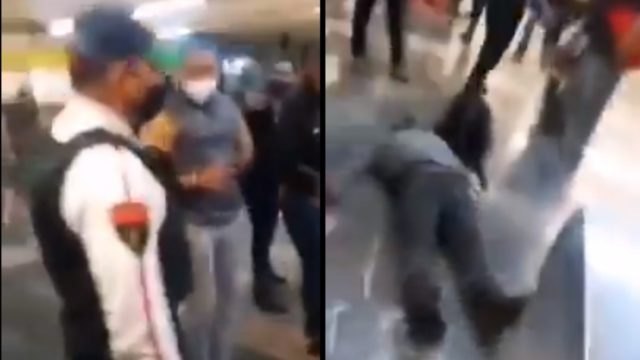 Policía golpea usuario metro CDMX