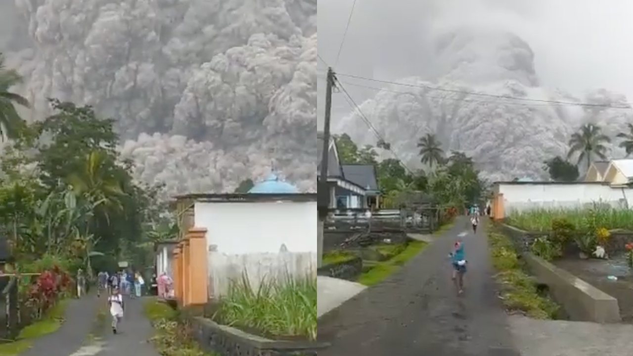 Video: Volcán explota en Indonesia; captan a residentes huir de la nube de ceniza