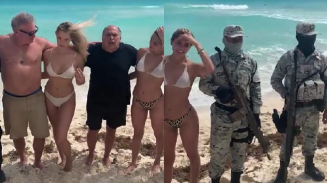 Diputado de Morena, Antonio Pérez, papá del “Checo”, promociona la Fórmula 1 en playas de Cancún, con mujeres en bikini y la GN