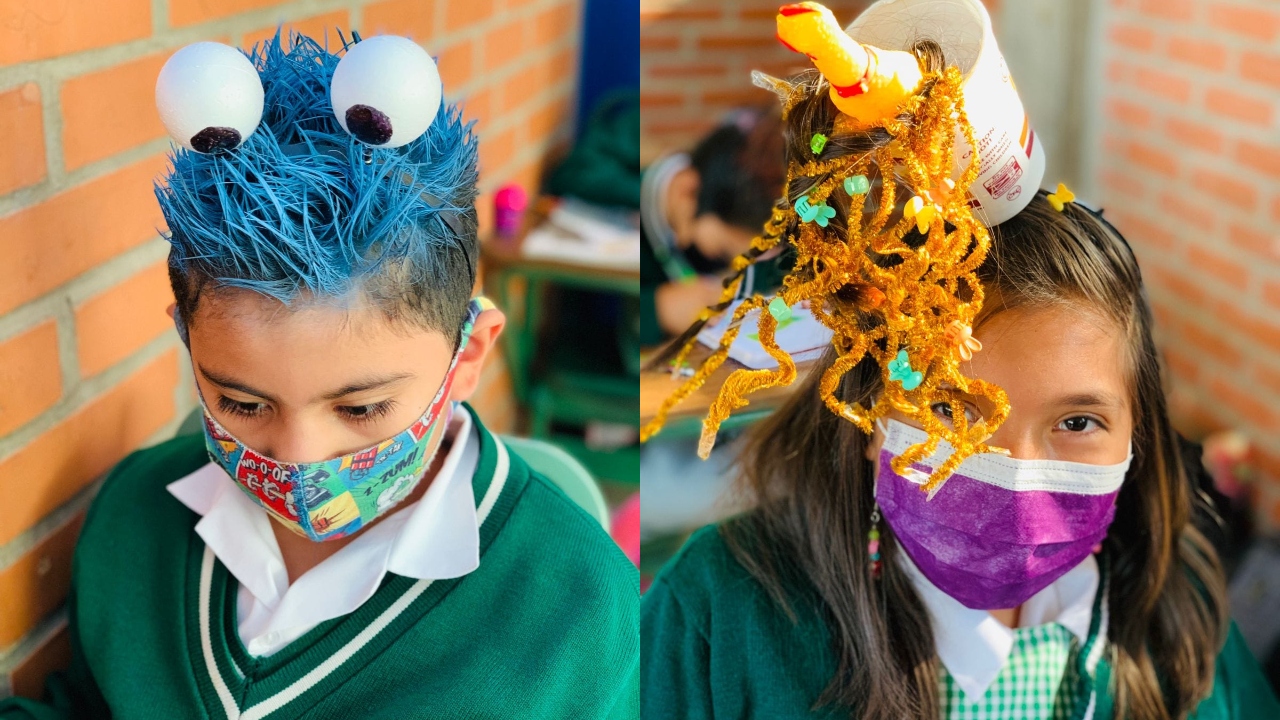 Organizan el día de "¡Peinados locos!" en escuela de Guanajuato y así llegaron los alumnos