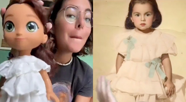 La espera terminó: Joven regala a su abuelita una muñeca que siempre quiso