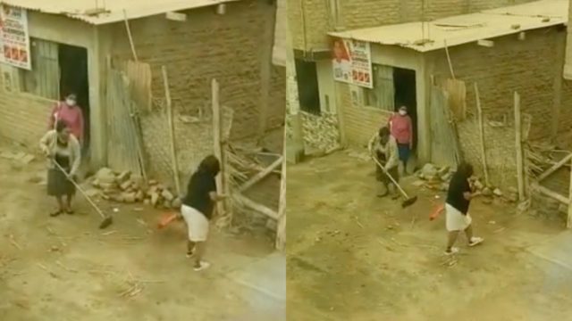 Batalla legendaria: Captan a dos vecinas peleando por la basura frente a sus casas