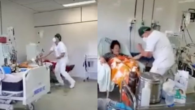 Sacando sus mejores pasos: Captan a enfermero bailando cumbia para animar a sus pacientes