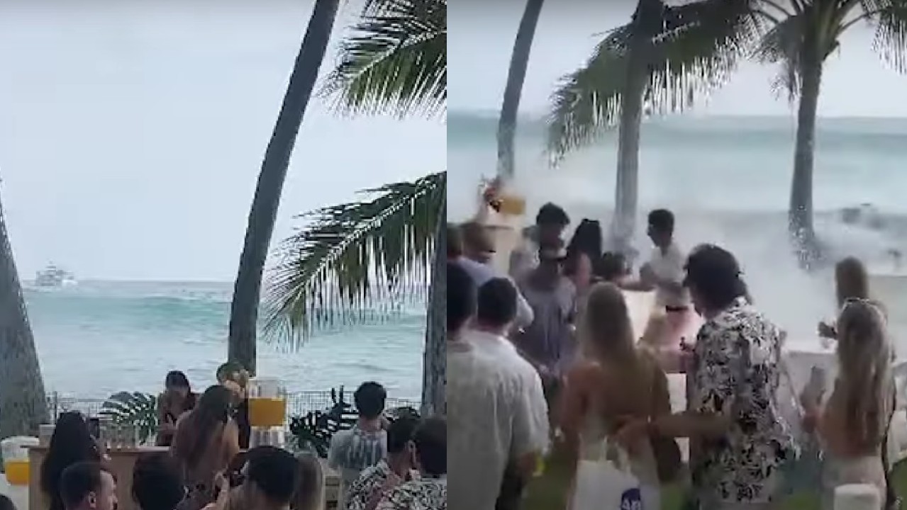 Olas gigantes interrumpieron una boda en Hawai