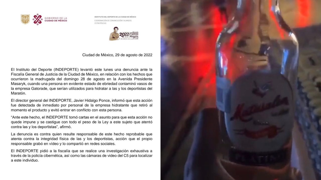 Indeporte denuncia a responsable de poner alcohol en bebidas de Maratón CDMX