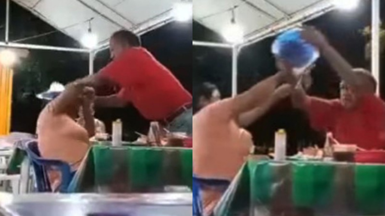 ¡Con todo y salsa!: Hombre le avienta unos tacos a su pareja que se quejó por no llevarla al Vips