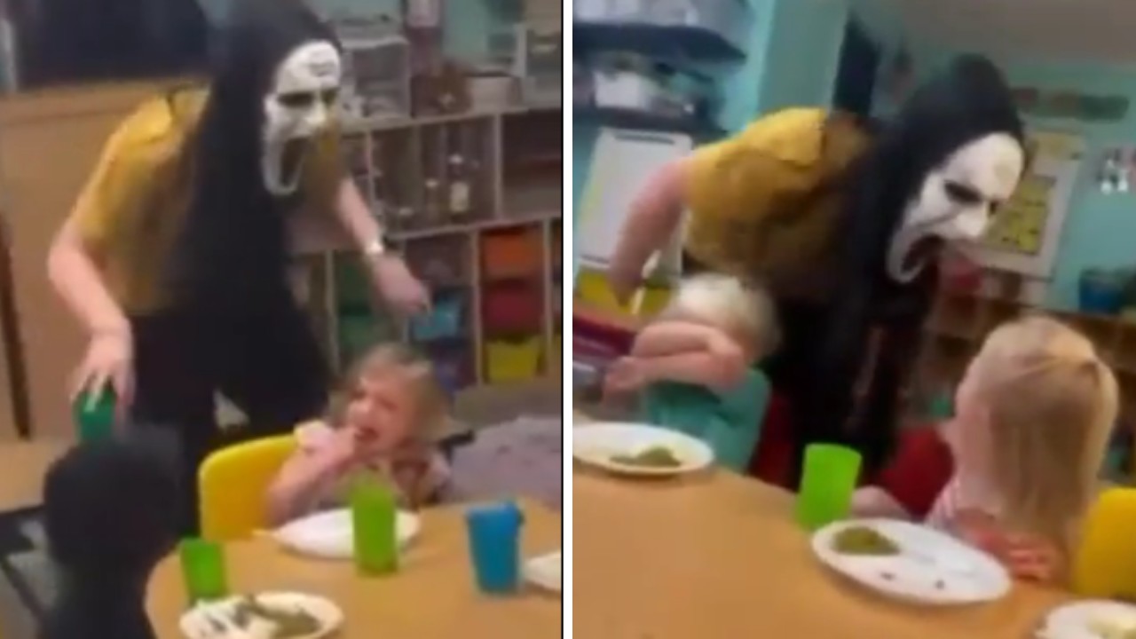Los dejó traumatizados: Maestra asusta a niños de guardería con una máscara de terror