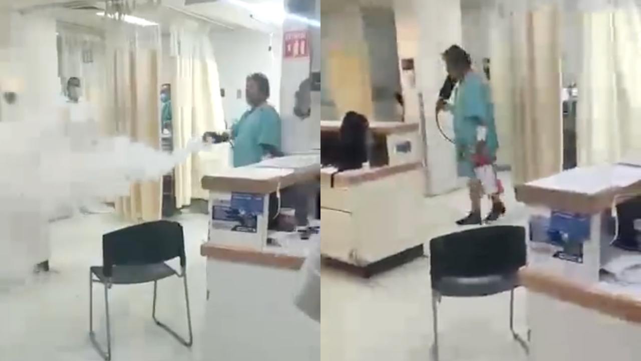 Video: Hombre agrede con extintor a pacientes y personal del IMSS en Coahuila