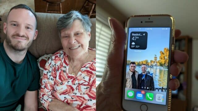 Mi abuela (94 años) me pidió que le mandara una foto con mi novio y la ha puesto de fondo de pantalla en su móvil.