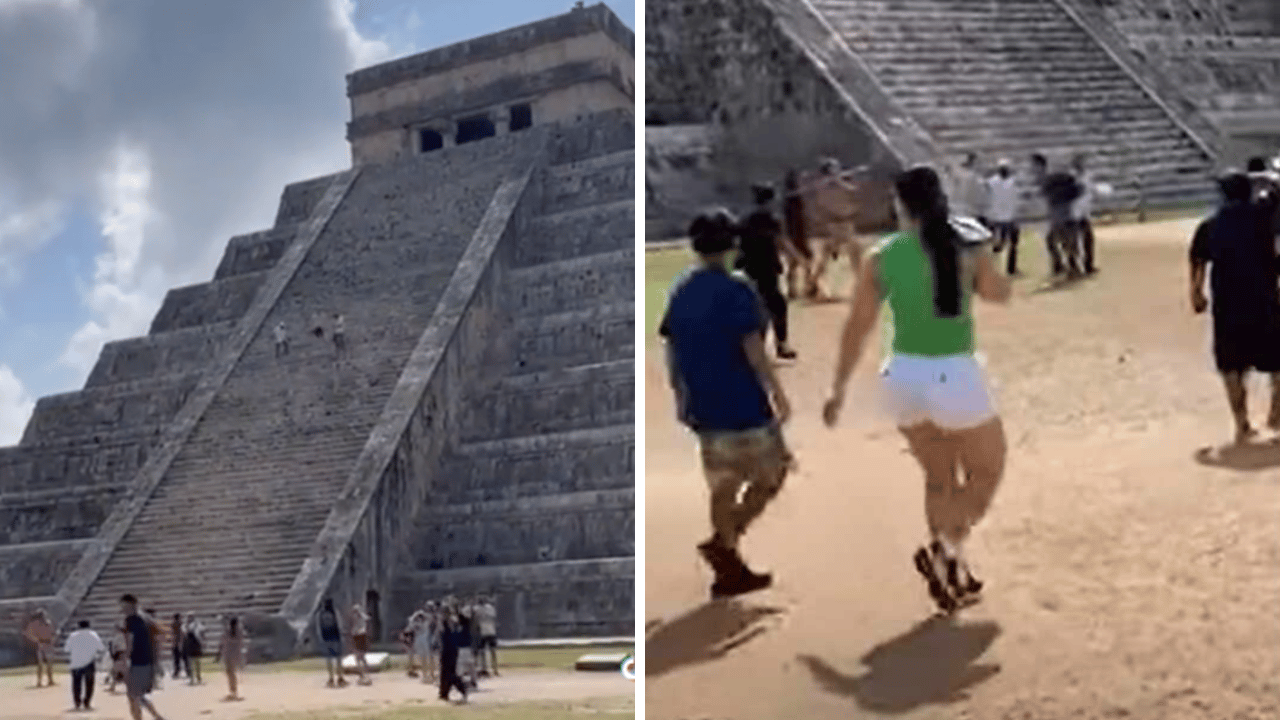 Otra vez: Turista se sube a la pirámide de Chichén Itzá y así lo reciben al bajar