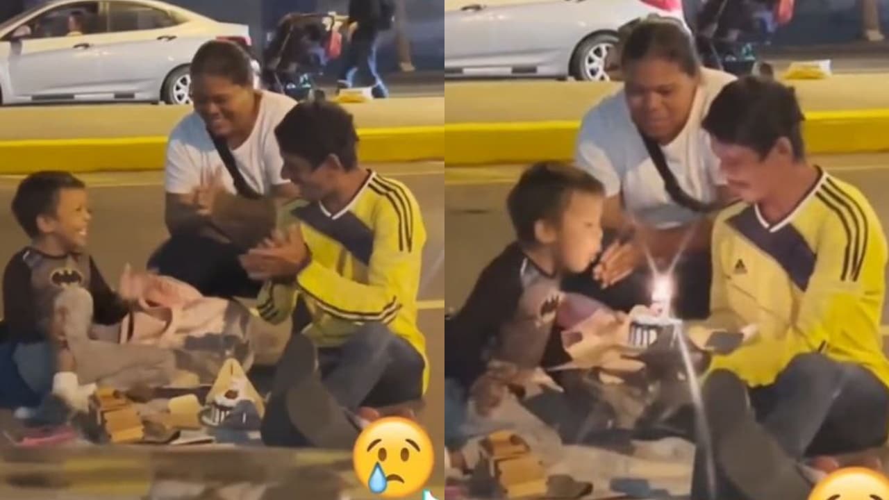 Video: Familia celebra cumpleaños de hijo en plena calle y enternecen en redes