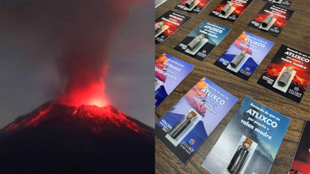 Ceniza del Popocatépetl se vende como souvenir en tienda de Atlixco