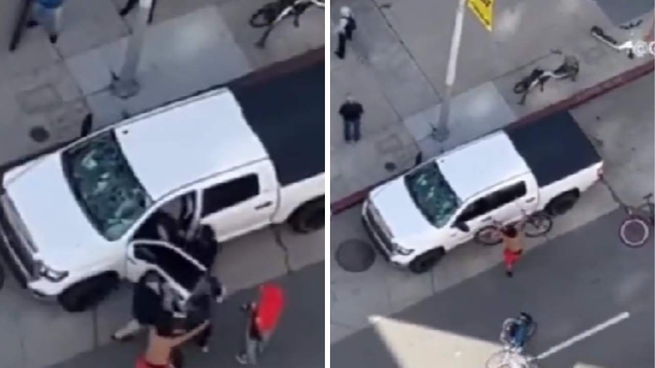 Ciclistas dan brutal golpiza a un conductor por pegarle a una bicicleta